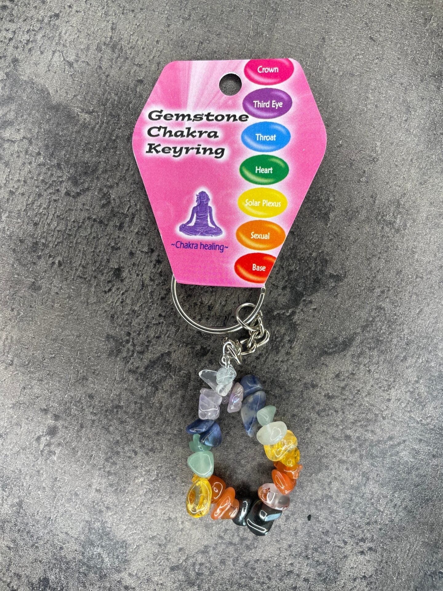Chakra crystal bead keyring