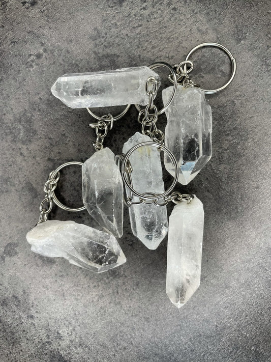 Clear quartz - Keyring - Rough point