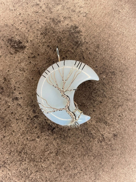 Opalite moon pendant and necklace
