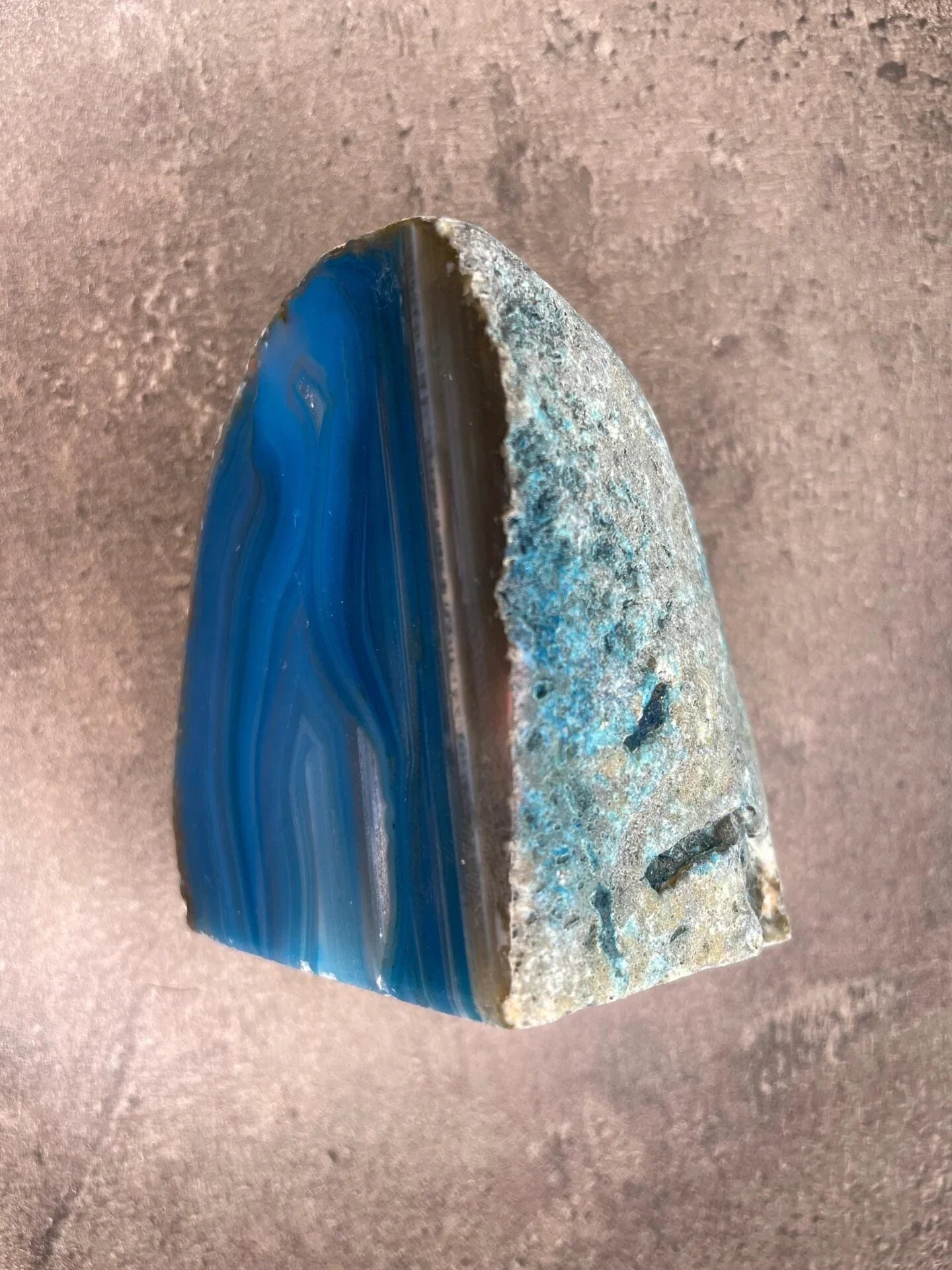 Blue Agate - Rough, polished slab