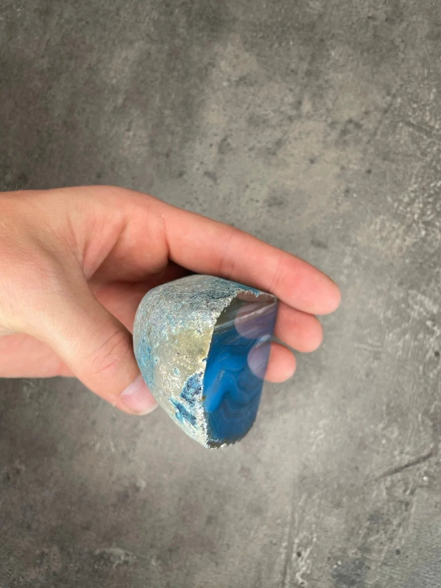 Blue Agate - Rough, polished slab