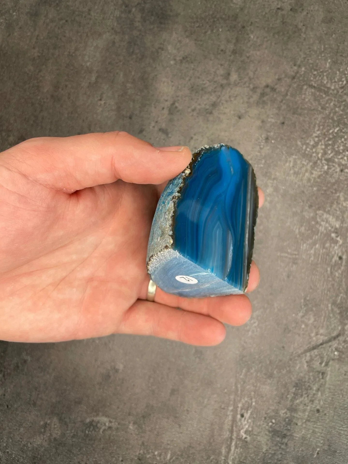 Blue Agate - Rough, polished slab