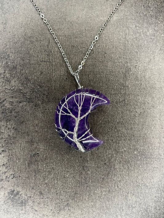 Amethyst moon pendant and necklace