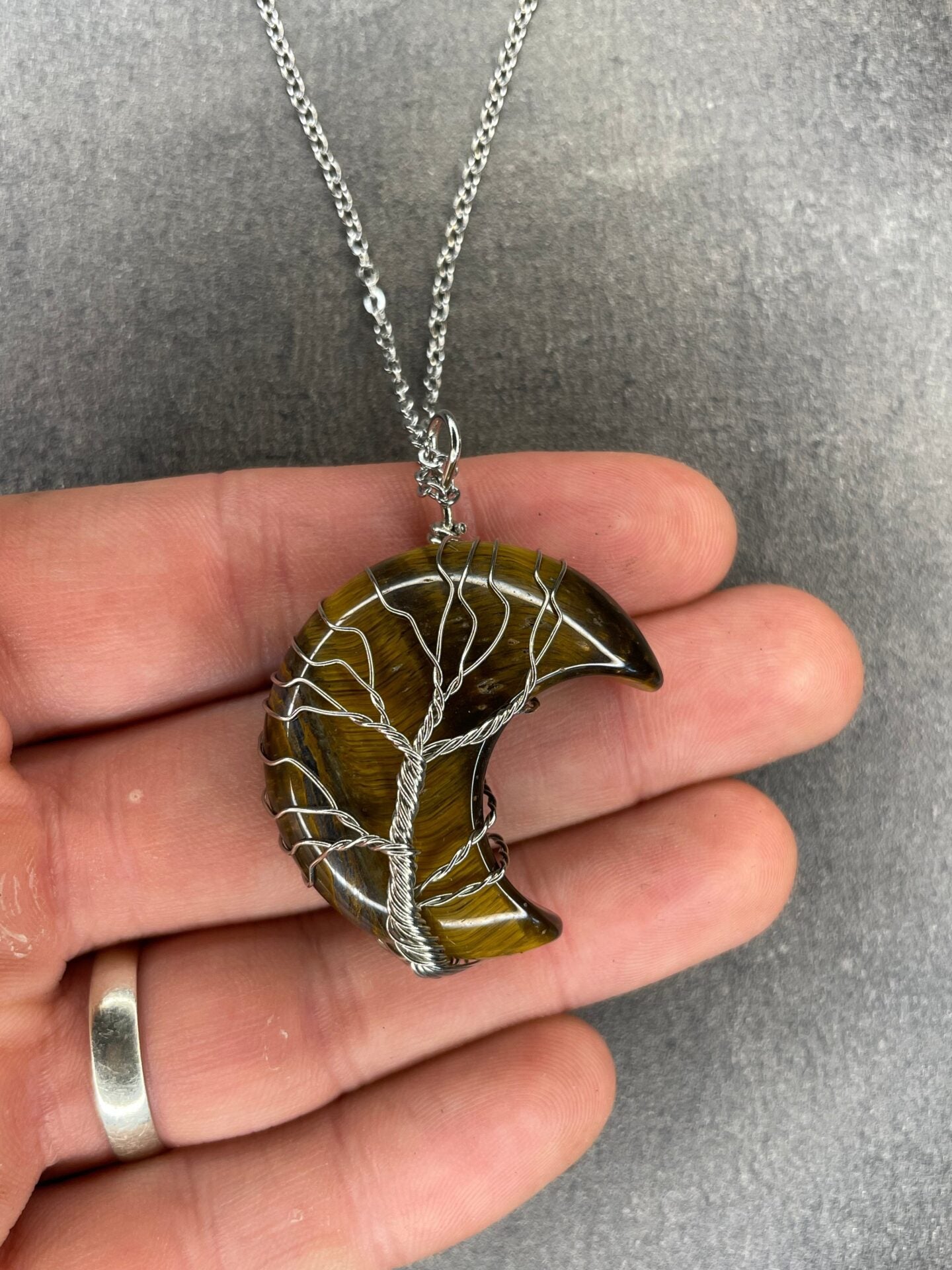 Tigers eye moon pendant and necklace