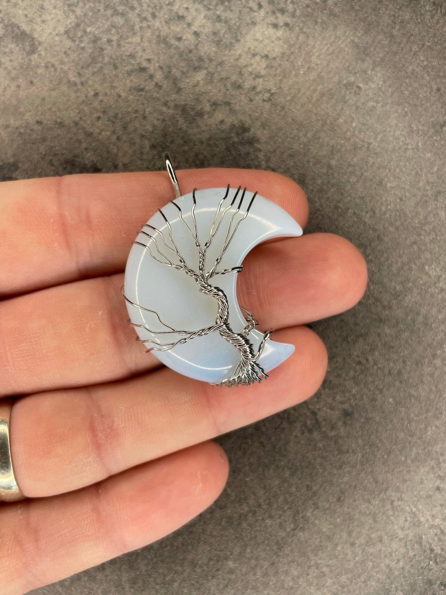 Opalite moon pendant and necklace